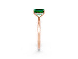 Rose gold Emerald Cut Emerald Solitaire Ring with Thin Band and Four-Prong Setting_14