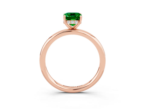 Rose gold Emerald Cut Emerald Solitaire Ring with Thin Band and Four-Prong Setting_15