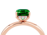 Rose gold Emerald Cut Emerald Solitaire Ring with Thin Band and Four-Prong Setting_16