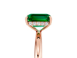 Rose gold Emerald Cut Emerald Solitaire Ring with Thin Band and Four-Prong Setting_17
