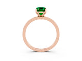 Rose gold Emerald Cut Emerald Solitaire Ring with Thin Band and Prong Setting_15