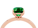Rose gold Emerald Cut Emerald Solitaire Ring with Thin Band and Prong Setting_16