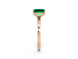 Rose gold Emerald Cut Emerald Solitaire Ring with Thin Band and Prong Setting_26