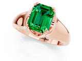 Rose gold Emerald Cut Emerald Solitaire Ring with Wide Band and Prong Setting_1