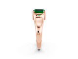 Rose gold Emerald Cut Emerald Solitaire Ring with Wide Band and Prong Setting_2