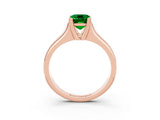 Rose gold Emerald Cut Emerald Solitaire Ring with Wide Band and Prong Setting_3