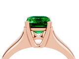 Rose gold Emerald Cut Emerald Solitaire Ring with Wide Band and Prong Setting_4