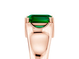 Rose gold Emerald Cut Emerald Solitaire Ring with Wide Band and Prong Setting_5