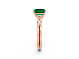 Rose gold Emerald Cut Emerald Solitaire Twist Band Prong Setting Ring_14