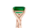 Rose gold Emerald Cut Emerald Solitaire Twist Band Prong Setting Ring_17