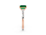 Rose gold Emerald Cut Emerald Solitaire with Side Baguettes and Channel Set Band_2
