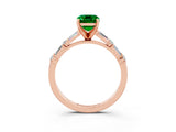 Rose gold Emerald Cut Emerald Solitaire with Side Baguettes and Channel Set Band_3
