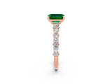 Rose gold Emerald Cut Emerald Solitaire with Side Stones, Pave Band, Four-Prong Setting_50