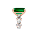 Rose gold Emerald Cut Emerald Solitaire with Side Stones, Pave Band, Four-Prong Setting_53