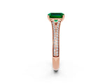 Rose gold Emerald Cut Emerald Split Shank Engagement Ring with Pavé Band_2
