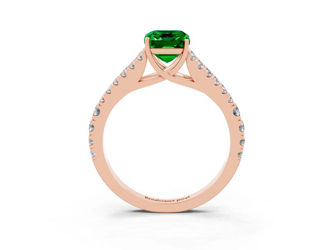 Rose gold Emerald Cut Emerald Split Shank Pavé Engagement Ring with Four-Prong Setting_15