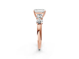 Rose gold Emerald Cut Five-Stone Prong Set Diamond Ring with Classic Band_100