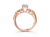 Rose gold Emerald Cut Five-Stone Prong Set Diamond Ring with Classic Band_101