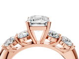 Rose gold Emerald Cut Five-Stone Prong Set Diamond Ring with Classic Band_102