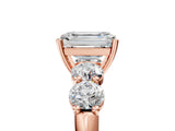 Rose gold Emerald Cut Five-Stone Prong Set Diamond Ring with Classic Band_103