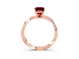 Rose gold Emerald Cut Garnet Engagement Ring with Side Stone Accents and Four-Prong Setting_30