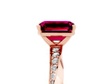 Rose gold Emerald Cut Garnet Engagement Ring with Side Stone Accents and Four-Prong Setting_32