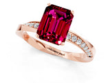 Rose gold Emerald Cut Garnet Engagement Ring with Side Stone Accents and Four-Prong Setting_61
