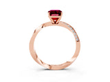 Rose gold Emerald Cut Garnet Engagement Ring with Side Stone Accents and Four-Prong Setting_63