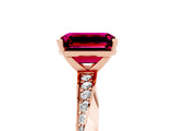 Rose gold Emerald Cut Garnet Engagement Ring with Side Stone Accents and Four-Prong Setting_65