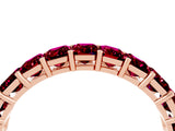 Rose gold Emerald Cut Garnet Eternity Band with Shared Prong Setting_10