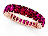 Rose gold Emerald Cut Garnet Eternity Band with Shared Prong Setting_7