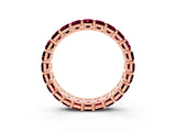 Rose gold Emerald Cut Garnet Eternity Band with Shared Prong Setting_9