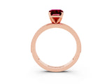 Rose gold Emerald Cut Garnet Milgrain Pavé Engagement Ring with Four-Prong Setting_15