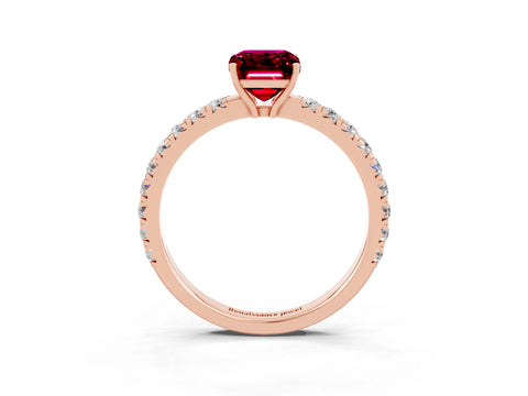 Rose gold Emerald Cut Garnet Pavé Solitaire Engagement Ring with Four-Prong Setting_15