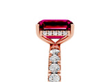 Rose gold Emerald Cut Garnet Pave Band Solitaire Ring with Four-Prong Setting_29