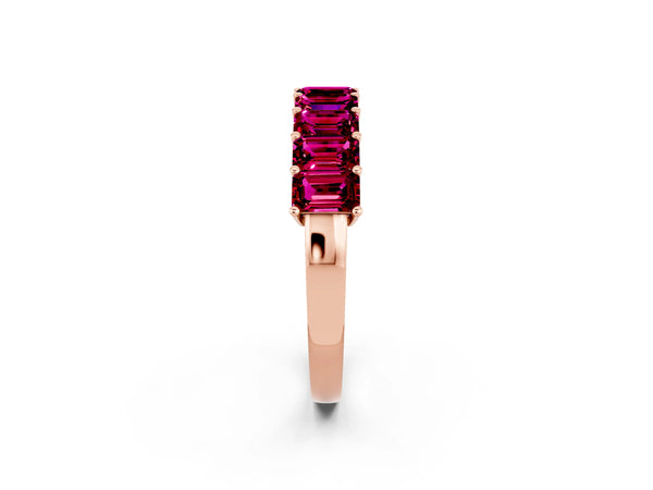 Rose gold Emerald Cut Garnet Prong-Set Eternity Band
