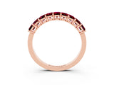 Rose gold Emerald Cut Garnet Prong-Set Eternity Band_9