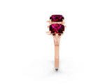 Rose gold Emerald Cut Garnet Prong-Set Half Eternity Band_20