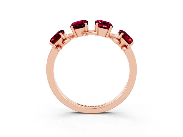 Rose gold Emerald Cut Garnet Prong-Set Half Eternity Band