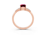 Rose gold Emerald Cut Garnet Ring with Side Stones and Four-Prong Setting_39