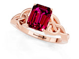 Rose gold Emerald Cut Garnet Solitaire Celtic Knot Ring with Four-Prong Setting_13
