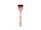 Rose gold Emerald Cut Garnet Solitaire Celtic Knot Ring with Four-Prong Setting_14