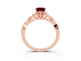 Rose gold Emerald Cut Garnet Solitaire Celtic Knot Ring with Four-Prong Setting_15