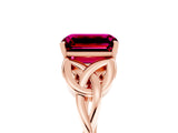 Rose gold Emerald Cut Garnet Solitaire Celtic Knot Ring with Four-Prong Setting_17