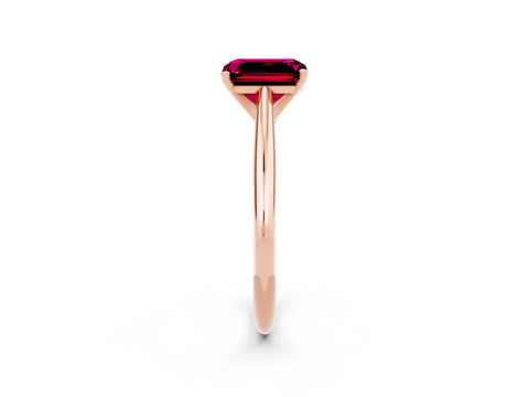 Rose gold Emerald Cut Garnet Solitaire Engagement Ring with Cathedral Setting and Four-Prong Mount_14
