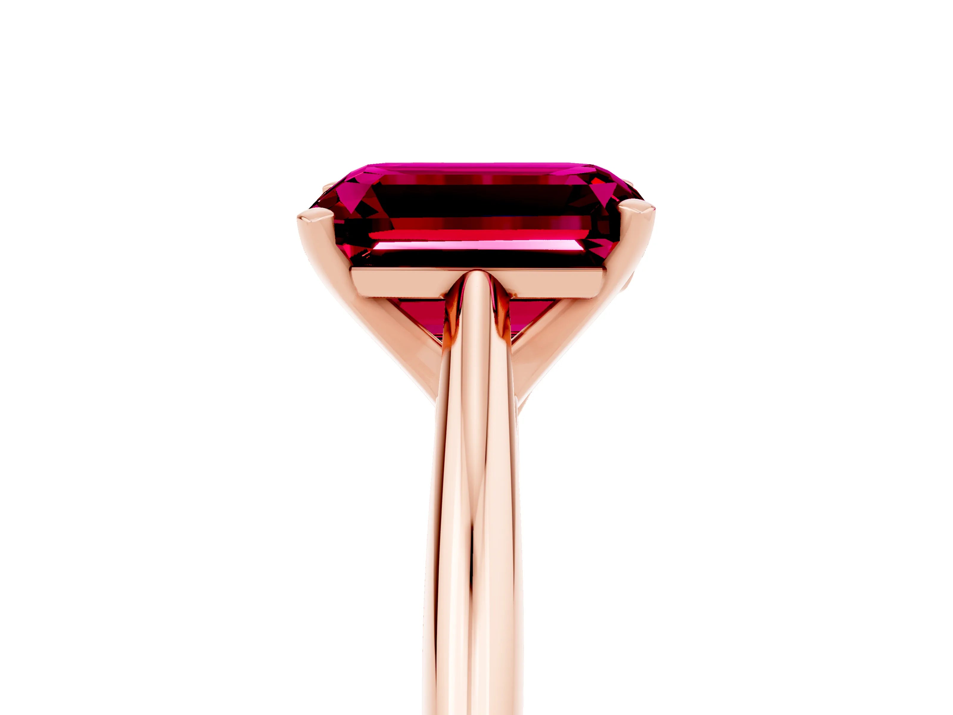 Rose gold Emerald Cut Garnet Solitaire Engagement Ring with Cathedral Setting and Four-Prong Mount_17