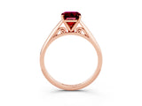Rose gold Emerald Cut Garnet Solitaire Engagement Ring with Cathedral Setting and Four-Prong Mount_27