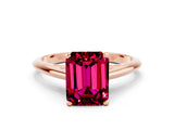 Rose gold Emerald Cut Garnet Solitaire Engagement Ring with Cathedral Setting and Four-Prong Mount_66