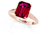 Rose gold Emerald Cut Garnet Solitaire Engagement Ring with Cathedral Setting and Four-Prong Mount_67