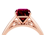 Rose gold Emerald Cut Garnet Solitaire Engagement Ring with Cathedral Setting and Four-Prong Mount_70